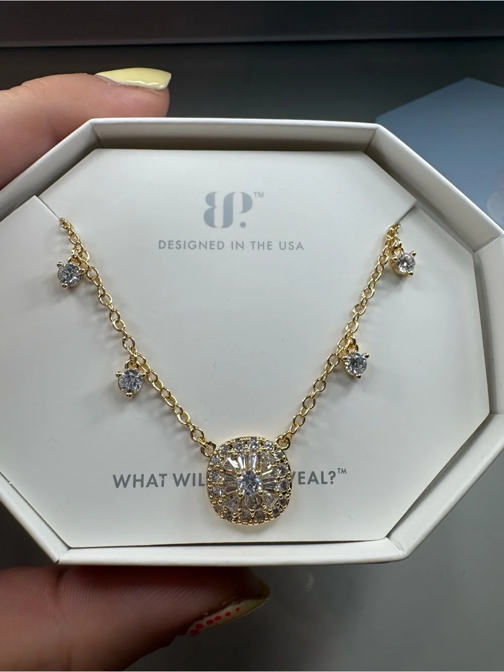 Gold Crystal Pendant Necklace by bomb party
